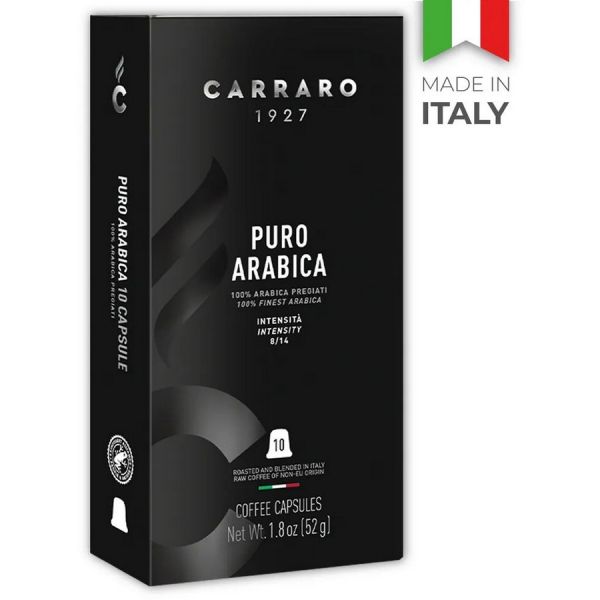 Кофе в капсулах Carraro Puro Arabica Nespresso Original крепость 4 10 шт.