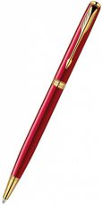 Шариковая ручка PARKER Sonnet Slim K439 (1859473) LaqRed GT (F) чернила: черный нержавеющая сталь позолота 23К